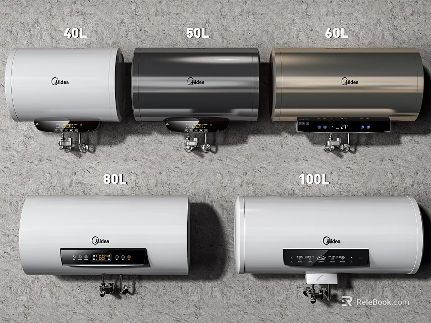 Midea Wall Mounted Electric Water Heaters With Different Capacities 40L 50L 60L 80L 100L 3d model 