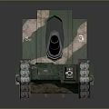 Green Camouflage Military Tank With Armored Body Large Cannon And Tracked Design
