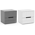 Modern Gray And White Bedside Tables With Sleek Design Featuring Cabinet Doors And Drawers