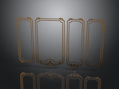 Elegant Golden Decorative Wall Frames With Ornate Designs For Home Decor 3d model
