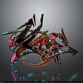 Colorful 3D Rendered Abstract Graffiti Art With Vibrant Red Pink Blue Geometric Shapes