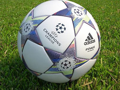 Adidas Champions League Finale Football With Star Pattern On Green Grass 3d model