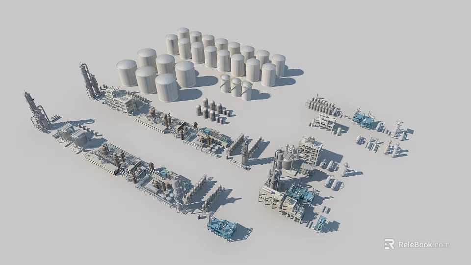 Industrial Equipment 3D Models With Various Tanks Pipes And Mechanical Structures 3d model 