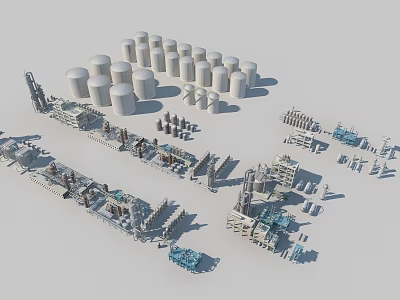 Industrial Equipment 3D Models With Various Tanks Pipes And Mechanical Structures 3d model