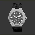 Elegant Modern Watch With Black Dial Silver Case And Black Leather Strap