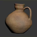 Handmade Terracotta Sculpture Carving With Round Body Textured Surface And Handle