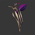 3D Fantasy Character Design With Biological Creature Elements And Purple Pink Slender Limbs