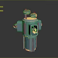 Blue Cylindrical Mechanical Device With Yellow Accents Top Knobs And Transparent Section
