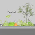 Micro Landscape Design With Plant Style Green Plants Illuminated Sphere And Stone Elements 3d model