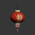 Traditional Chinese Red Lantern Furniture With Golden Decorations And Hanging Tassels