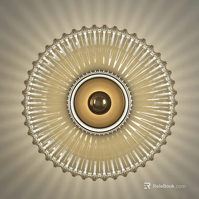 Elegant Modern Wall Lamp With Transparent Radial Design Metallic Frame And Golden Center 3d model 