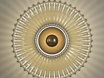 Elegant Modern Wall Lamp With Transparent Radial Design Metallic Frame And Golden Center 3d model