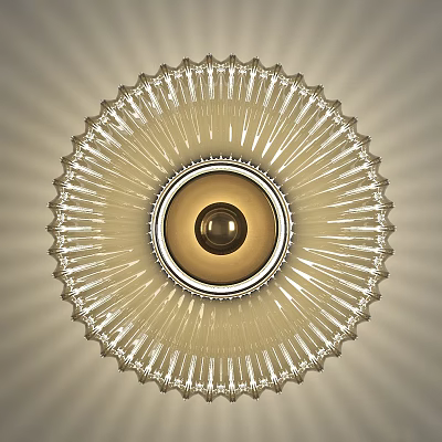 Elegant Modern Wall Lamp With Transparent Radial Design Metallic Frame And Golden Center 3d model