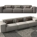 Modern Multiplayer Sofa Long Sofa Pillow Carpet 3d model