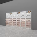 Modern White Display Shelf With Arch Top Design And Decorative Elements And Glass Layers 3d model