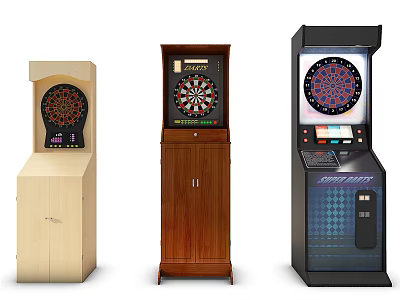 Entertainment Electronics Dart Machines In Various Styles With Wooden Cabinets And Electronic Panels 3d model