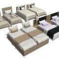 Modern Single Bed Designs With Various Headboards And Bedding Colors 3d model