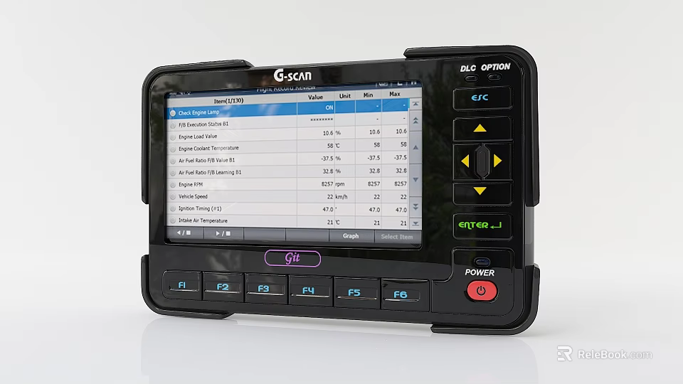 G Scan Device Screen Displaying Data Table With Control Buttons Interface 3d model 