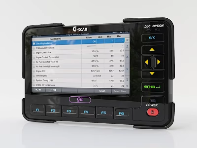 G Scan Device Screen Displaying Data Table With Control Buttons Interface 3d model