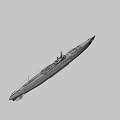 Military Submarine With Gray And Brown Hull Deck Structures And Conning Tower