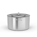 Stainless Steel Storage Cabinet With Silver Lid And Handle On White Background