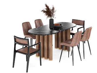 Modern Dining Table and Chair Combination 3d model