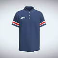 Navy Blue Collared Polo Shirt With Short Sleeves Red White Striped Cuffs GAP Logo Chest