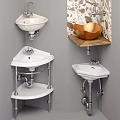 Various Bathroom Washbasin Designs Including Ceramic Copper Corner Stand And Wall Mounted Styles 3d model