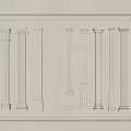 Various Classic Roman Column Styles Displayed in Ornate Framed Background 3d model