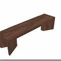 Modern Wooden Bench With Striped Legs And Perforated Top Design