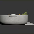 White Textured Bowl With Lid Holding Fresh Vegetables Eggs And Fried Balls
