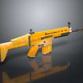 Yellow Low Poly 3D Rifle Weapon With Reflective Surface And Modern Design 3d model