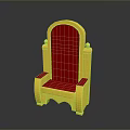 Royal Golden Throne With Red Seat And Intricate Golden Decorations