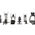 Various Types of Fitness Equipment Including Treadmills Exercise Bikes Elliptical Trainers and Rowing Machines