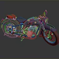 Vintage Blue Motorcycle With Red Storage Box Classic Engine And Leather Seat Design
