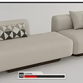 Modern Beige Sectional Sofa With Geometric Pattern Cushions And Wooden Legs 3d model