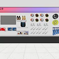 Various Auto Parts Display with Shelves and Organized Components in Showroom