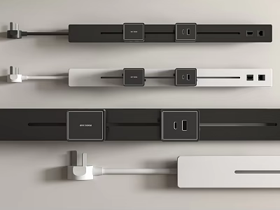 Power Track Socket System With Black White Colors And Modules 3d model
