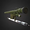 Green Military Rocket Launcher Weapon With White SA-7b Missile And Scope