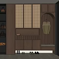 Modern Interior Wooden Shoe Cabinet With Storage Bench Clothing Hanger And Shoes