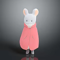 White Cartoon Mouse Character Wearing Pink Cloak Standing On Gray Surface