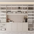 Elegant Modern Sideboard with Glass Doors Wine Racks Drawers and Decorative Glassware