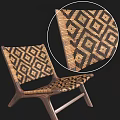 Woven Leisure Chair With Geometric Diamond Pattern And Wooden Frame Design