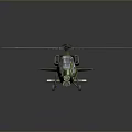 Detailed Green Military Helicopter With Rotor Blades Cockpit And Front Machine Gun Design