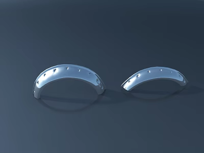 Two Silver Arched Bridges With Multiple Small Holes On Surface Against Dark Background 3d model