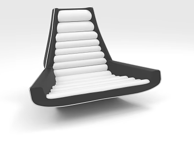 Modern Black and White Lounge Chair With Layered White Padding and Curved Design 3d model