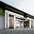 New Chinese style gate community entrance and exit community gate head community pedestrian car entrance and exit pedestrian gate machine fire truck entrance and exit community security pavilion 3d model