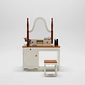 Elegant Modern Bedside Table With Mirror Drawers Stool And Vase 3d model