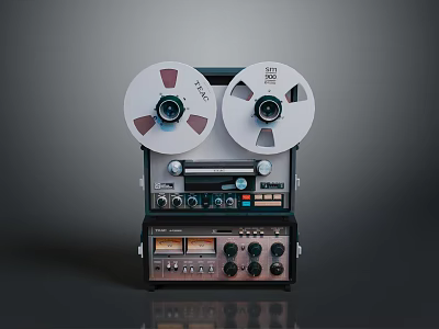 Vintage Tape Recorder With Dual Reels Control Panel Knobs And Retro Design 3d model
