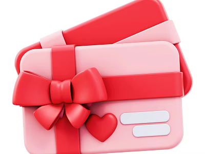 Red and Pink Gift Boxes Decorative Ornament Set with Bowknot and Heart Shape 3d model